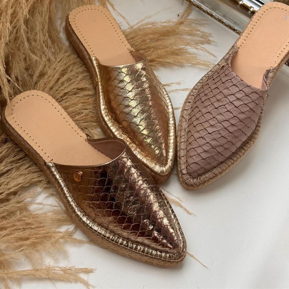 Women's Braided Gold Mules