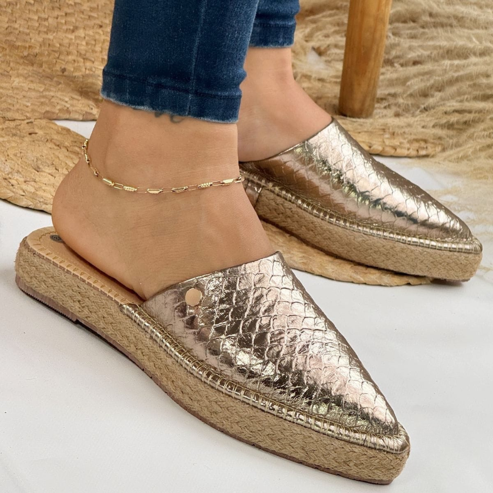 Women's Braided Gold Mules