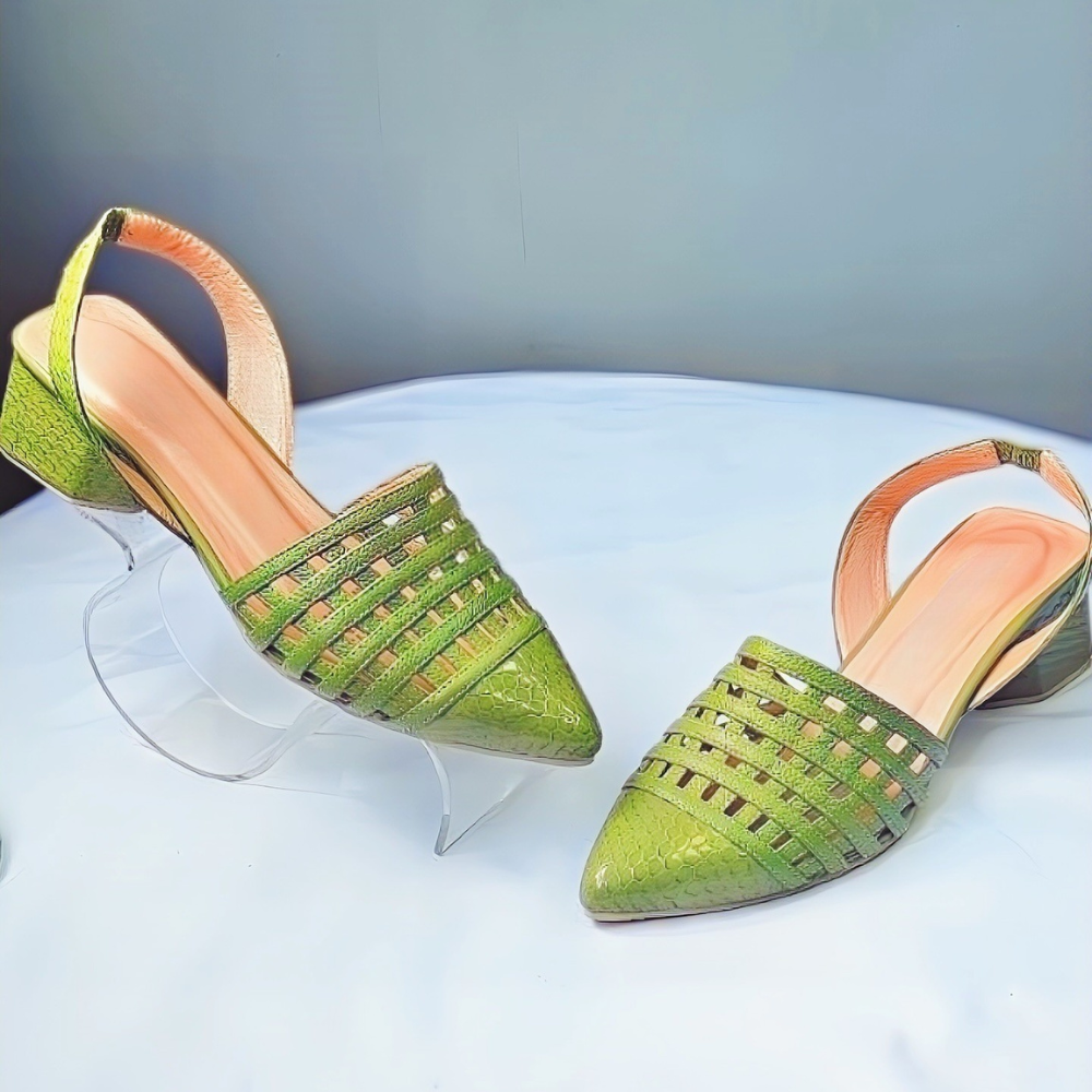 Vintage Leather Pointed Hollow Low Heel Sandals