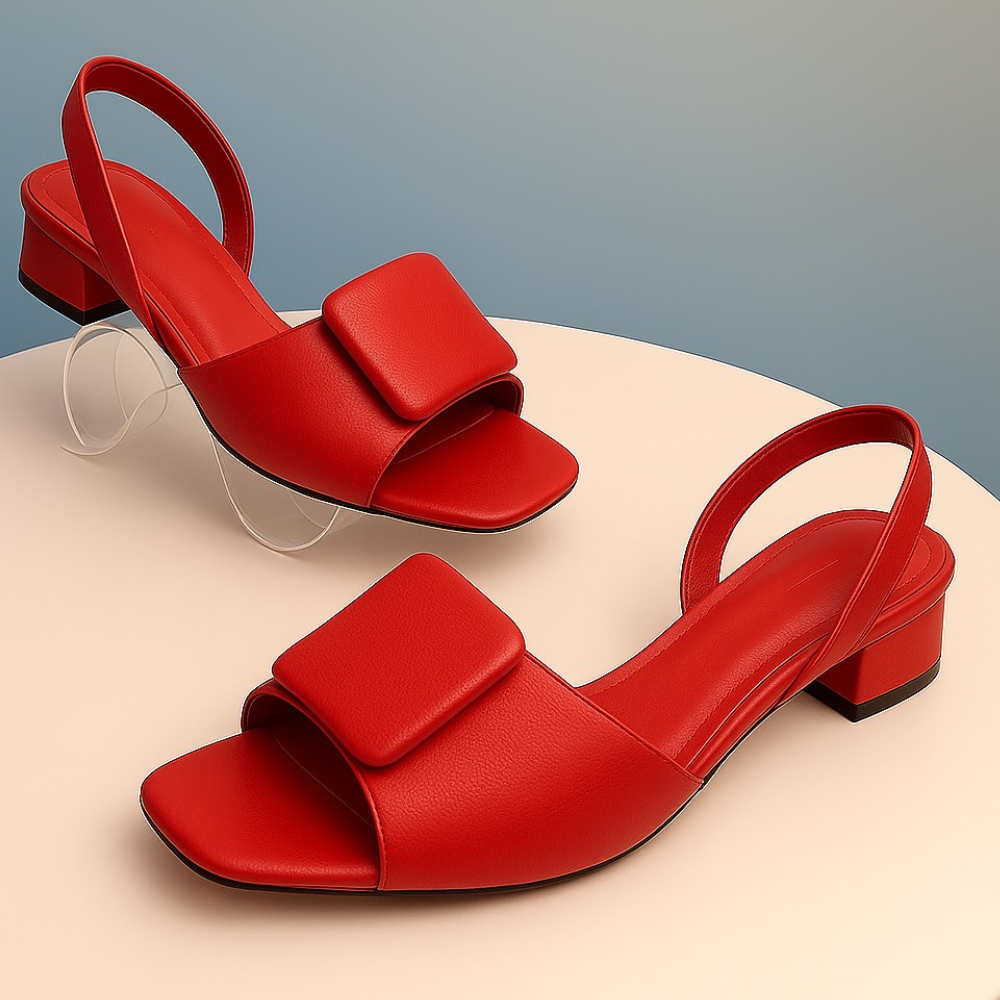 Square Buckle Embellished Sandals