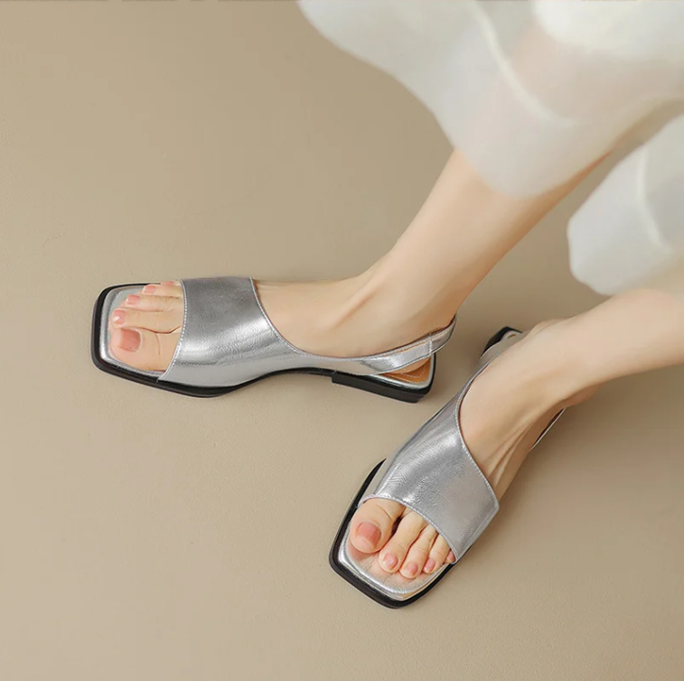 Open Toe Block Heels Flats Sandals