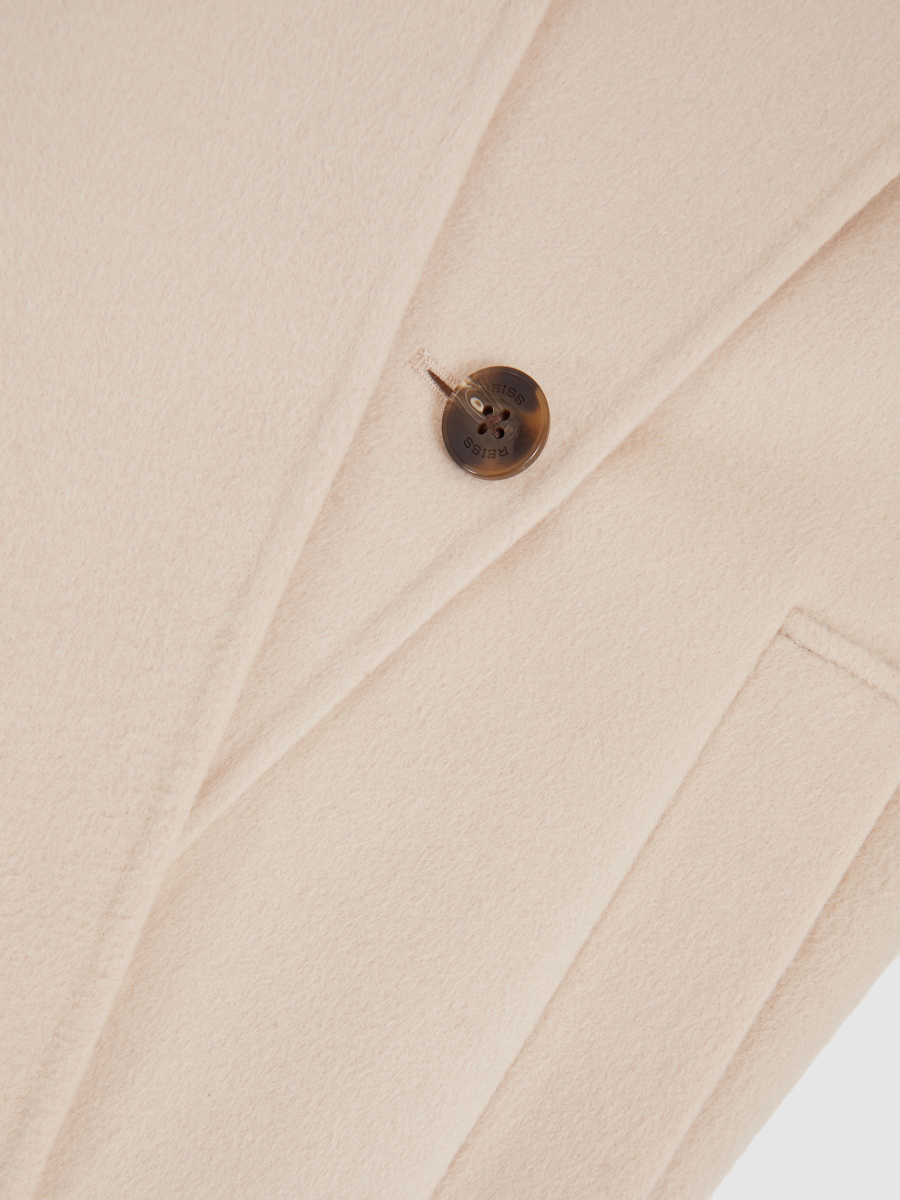 Wool-Blend Scarf Blindseam Coat In Cream