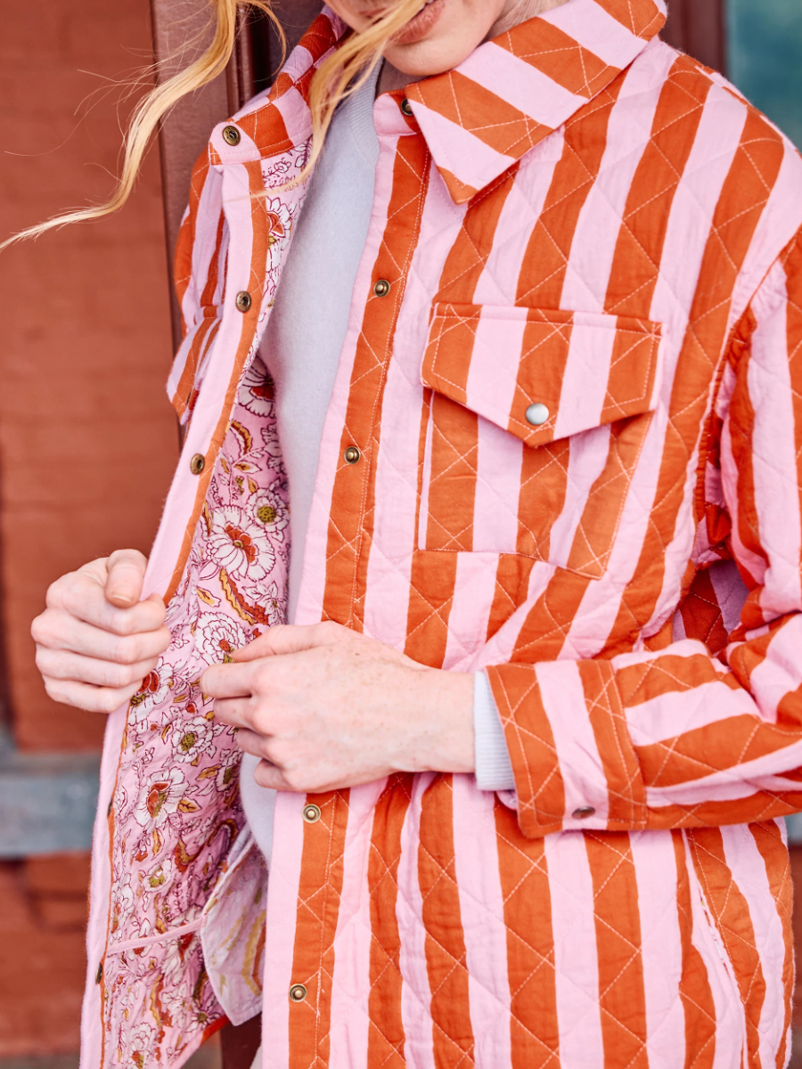 Quilted Jacket In Bold Stripe