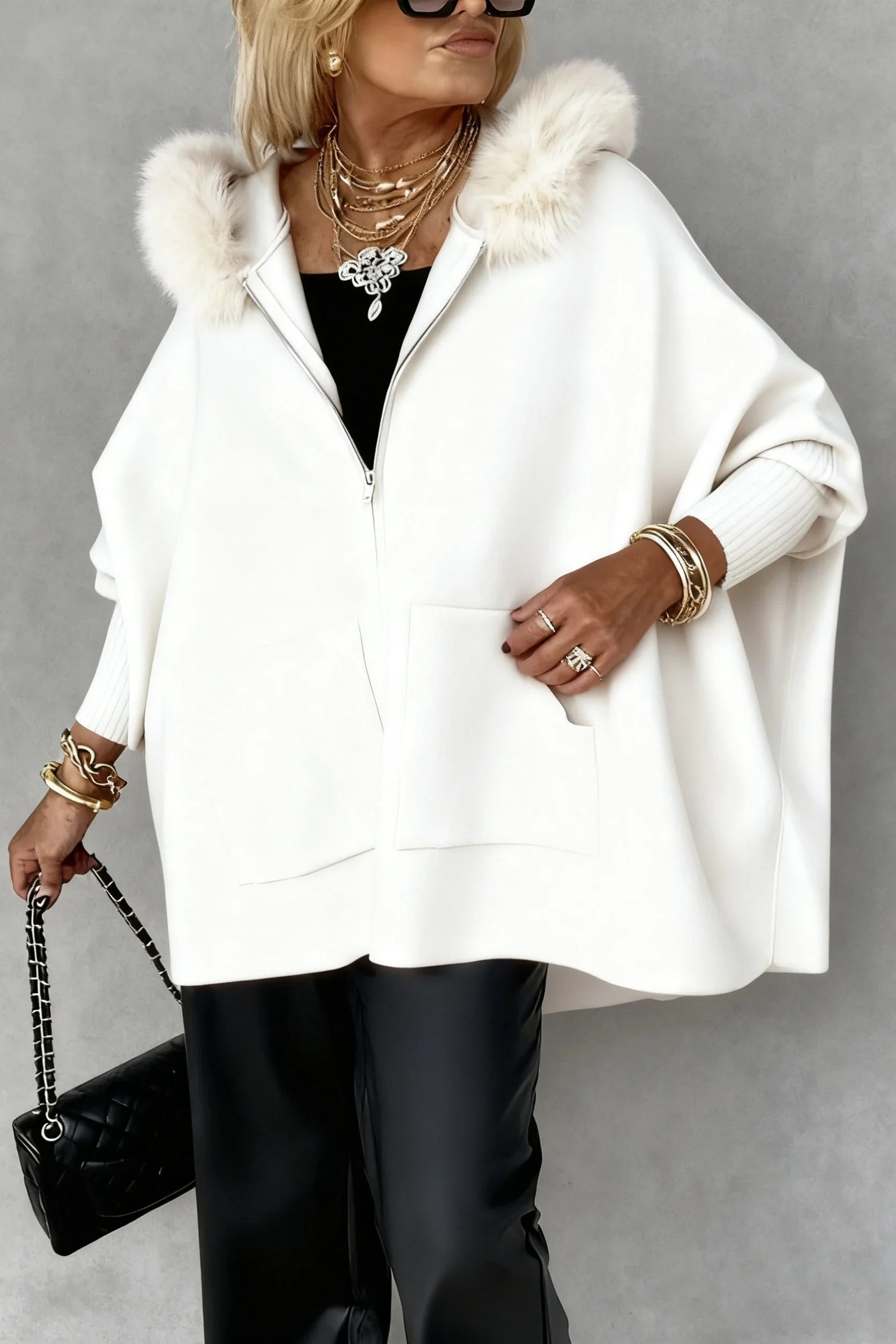 Fur Collar Solid Color Casual Jacket