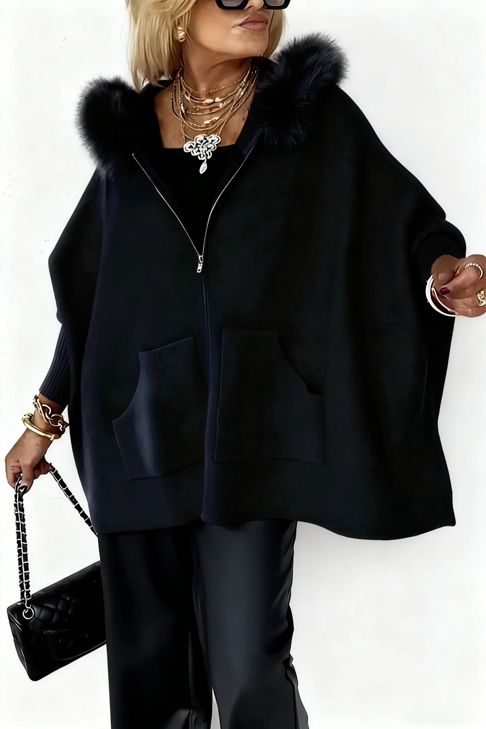 Fur Collar Solid Color Casual Jacket