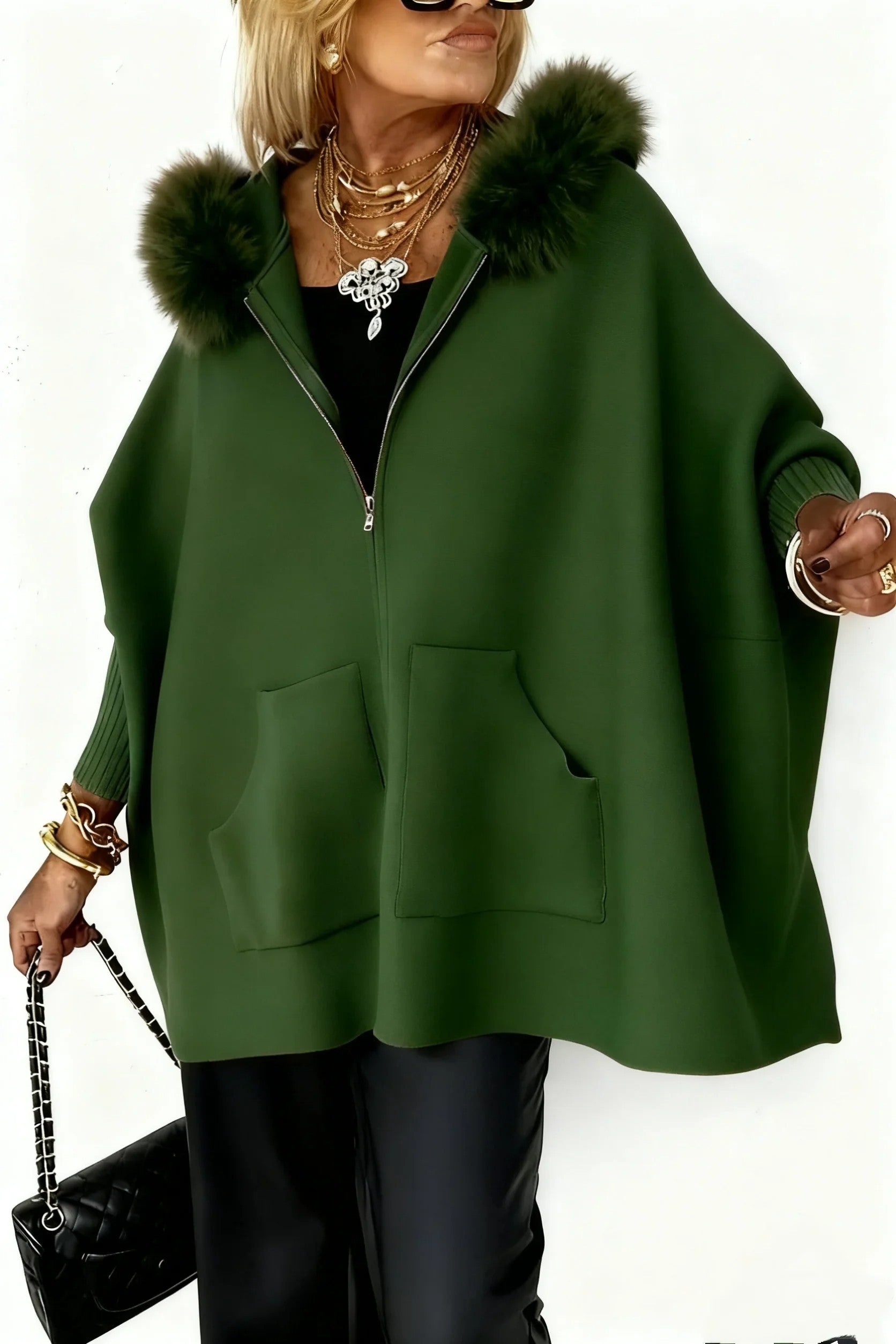 Fur Collar Solid Color Casual Jacket