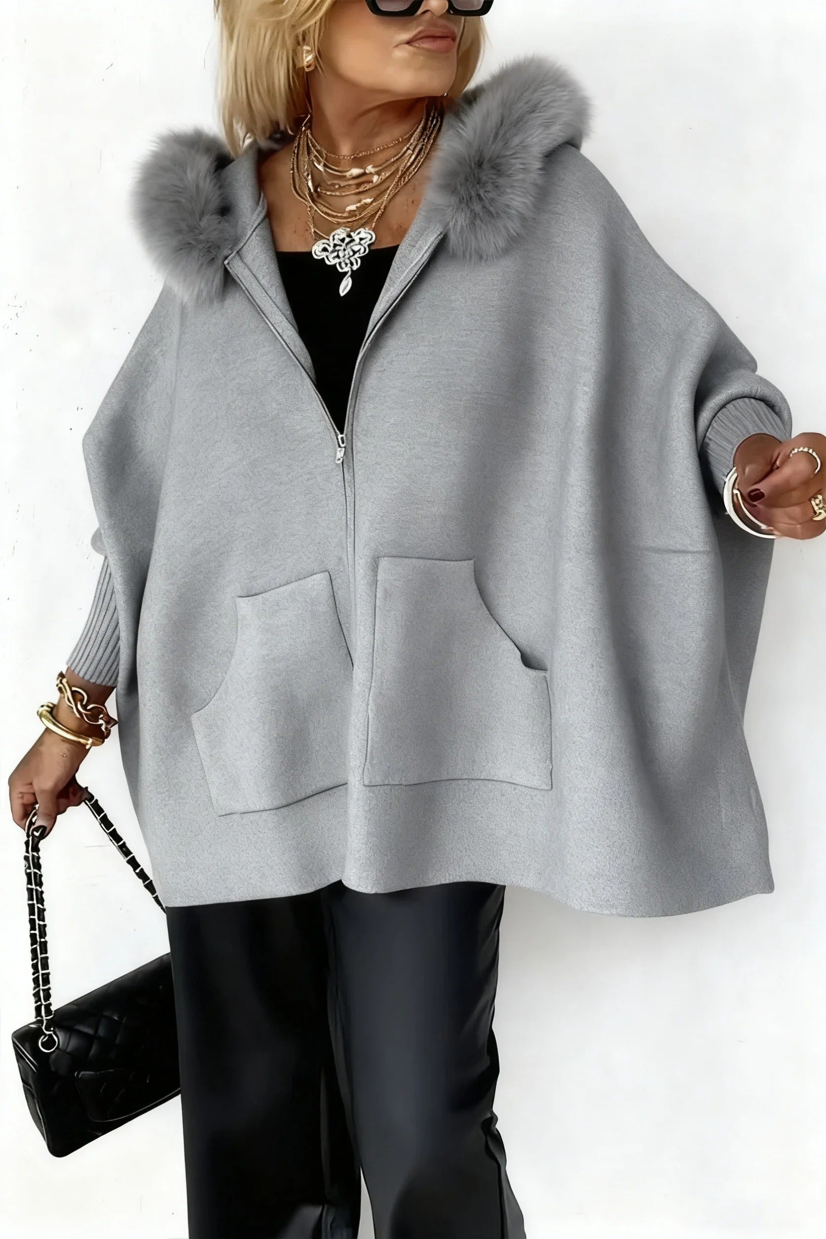 Fur Collar Solid Color Casual Jacket