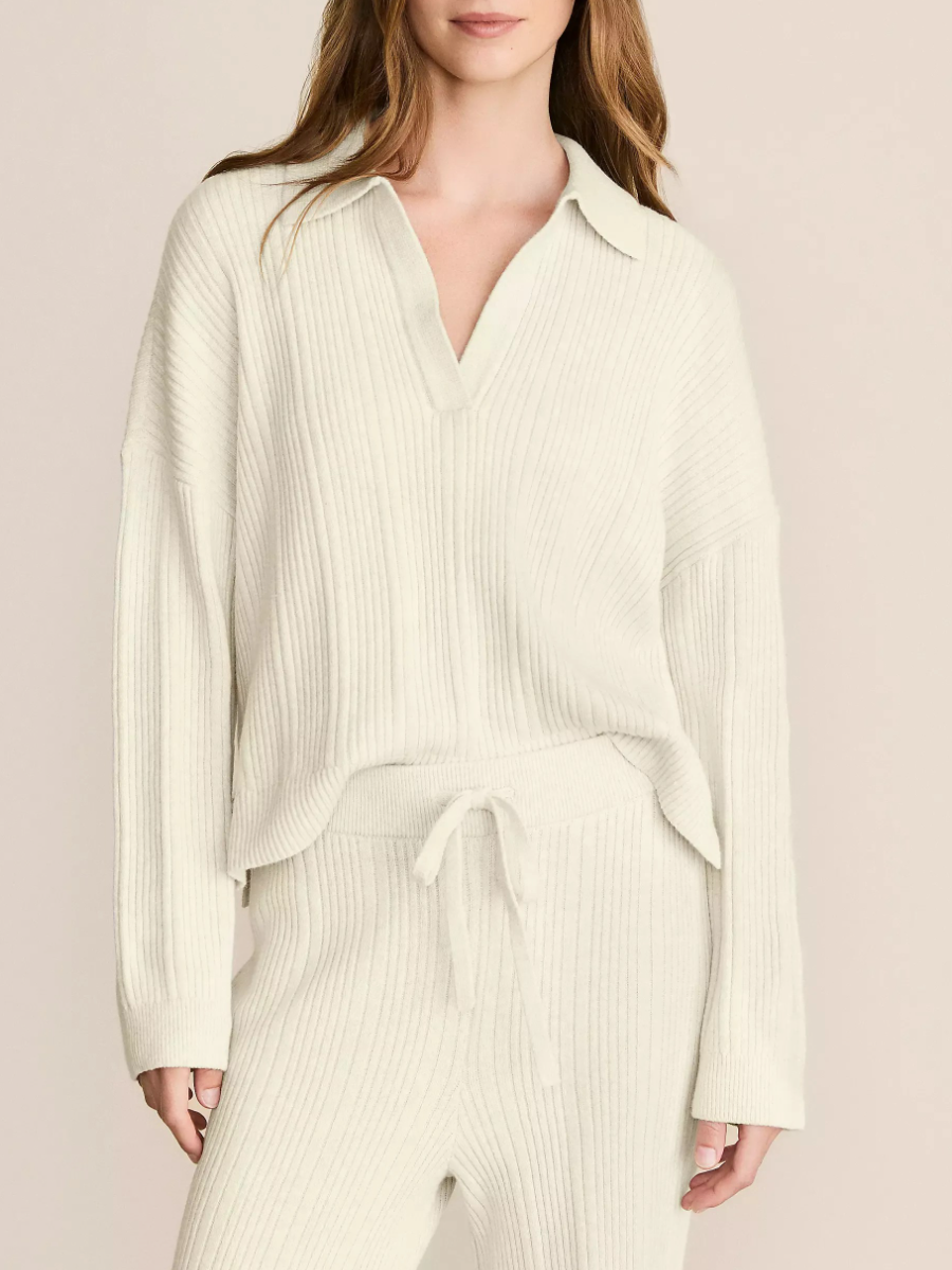 Heathered Ribbed Collared Set