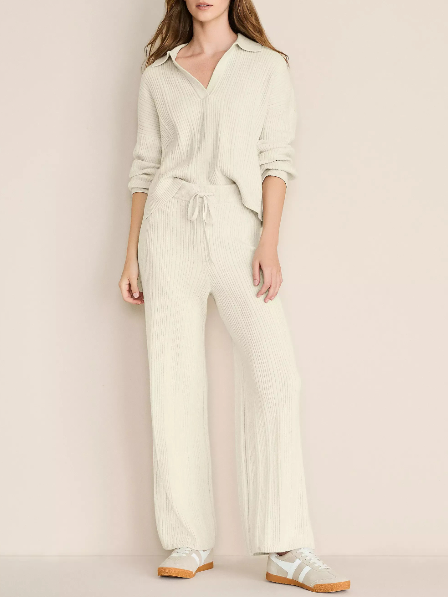 Heathered Ribbed Collared Set