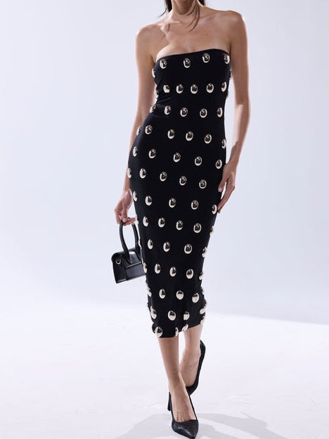 Metal Detailing Midi Dress