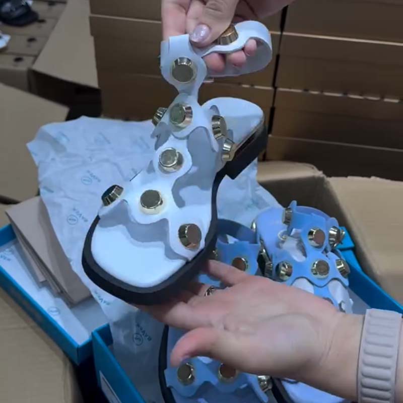 Metal Studded Flat Sandals