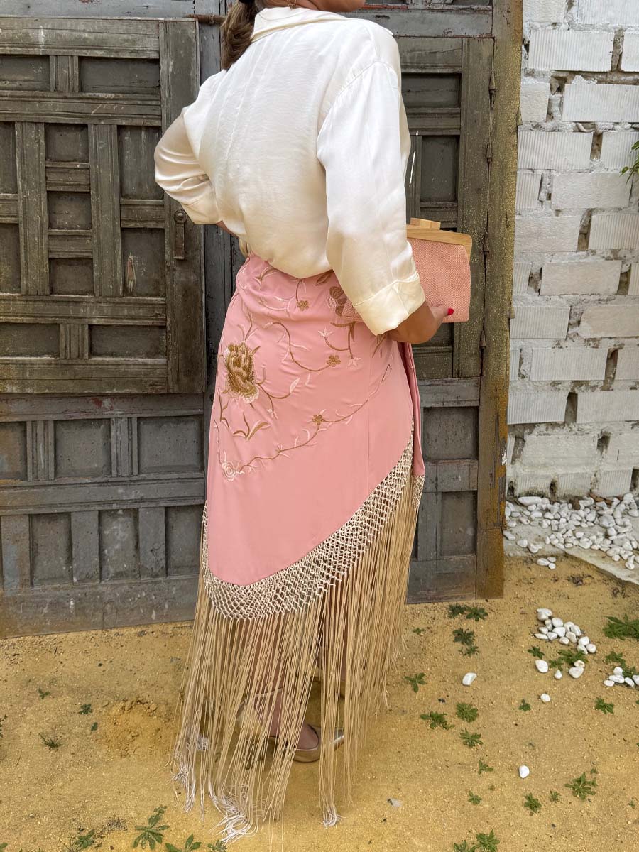 Embroidered Pleated Tassle Skirt