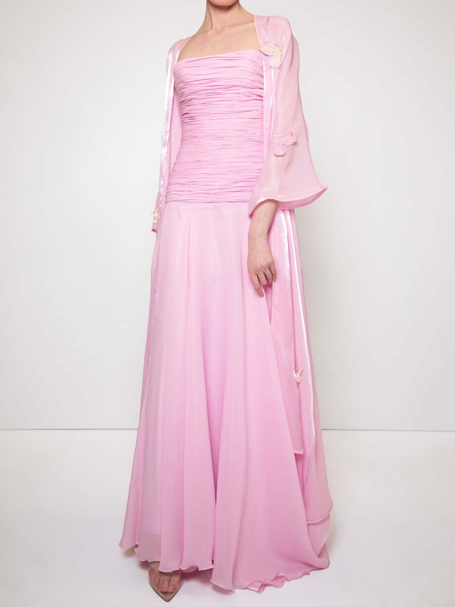 Elegant Butterfly Decorated Cardigan & Dress