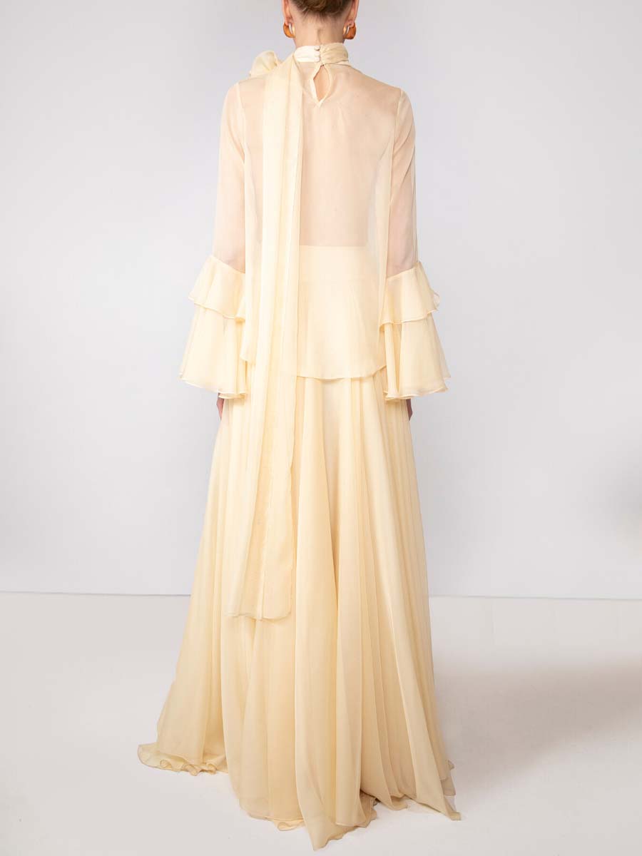 Chiffon Elegant Ruffled Hem Two Pieces Dress