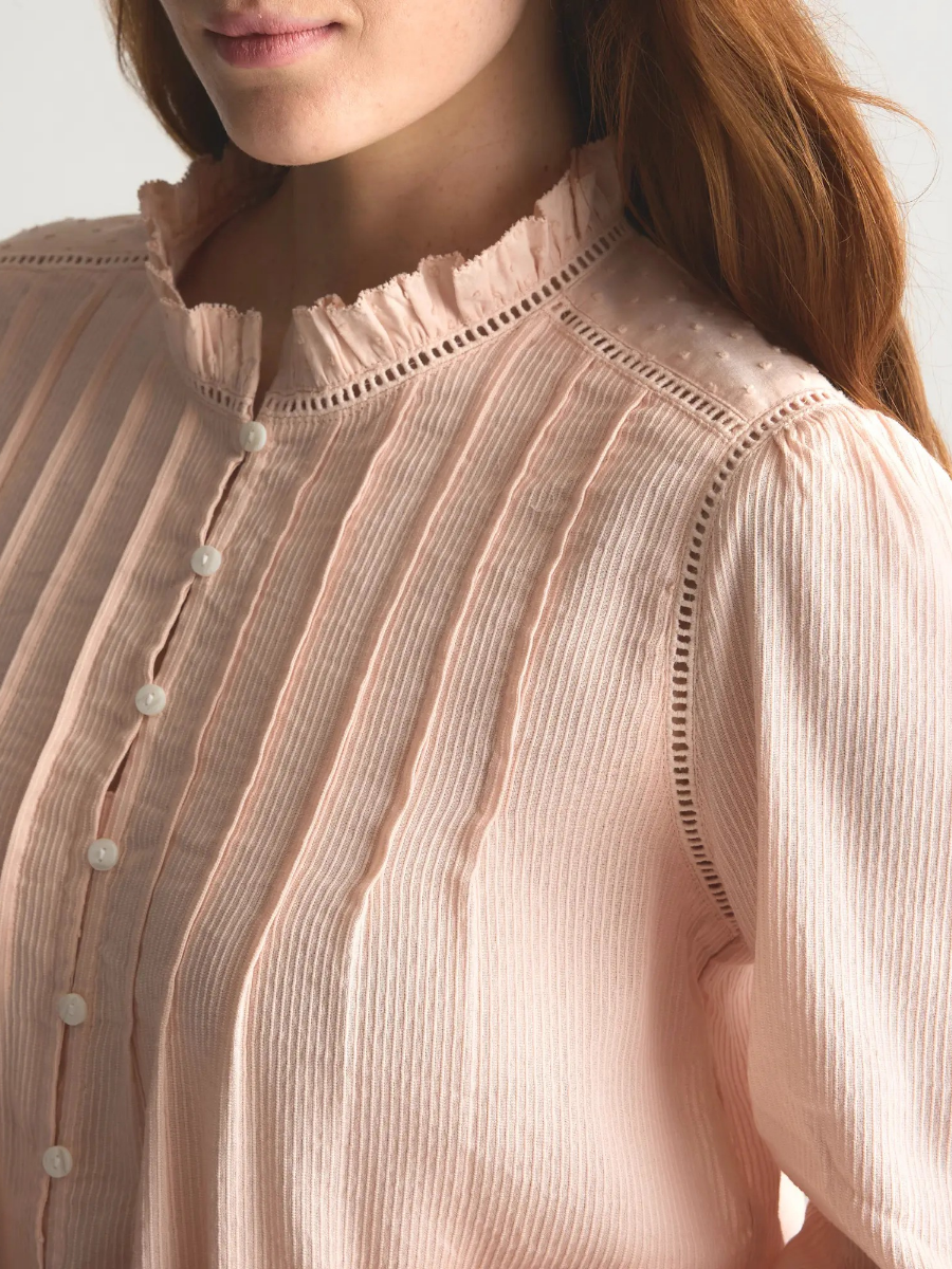 Organic Textured Cotton Peasant Blouse