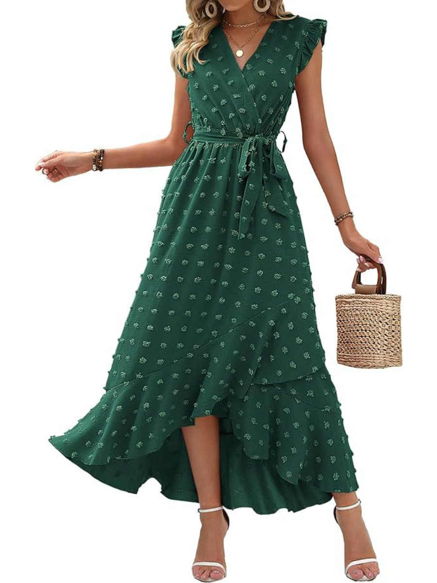 Swiss Dot Boho Flowy Ruffle Dress