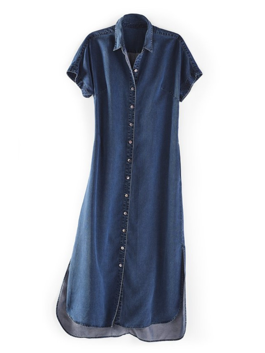 Easy-going Denim Midi Shirt Dress