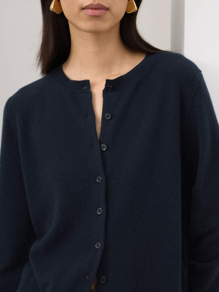 Pure Cashmere Crew Neck Relaxed Cardigan
