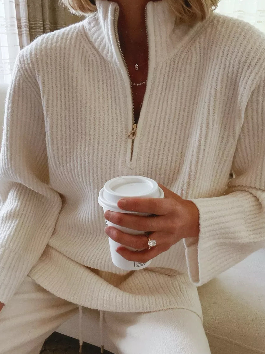 Zip Up Sweater Two Pieces Set