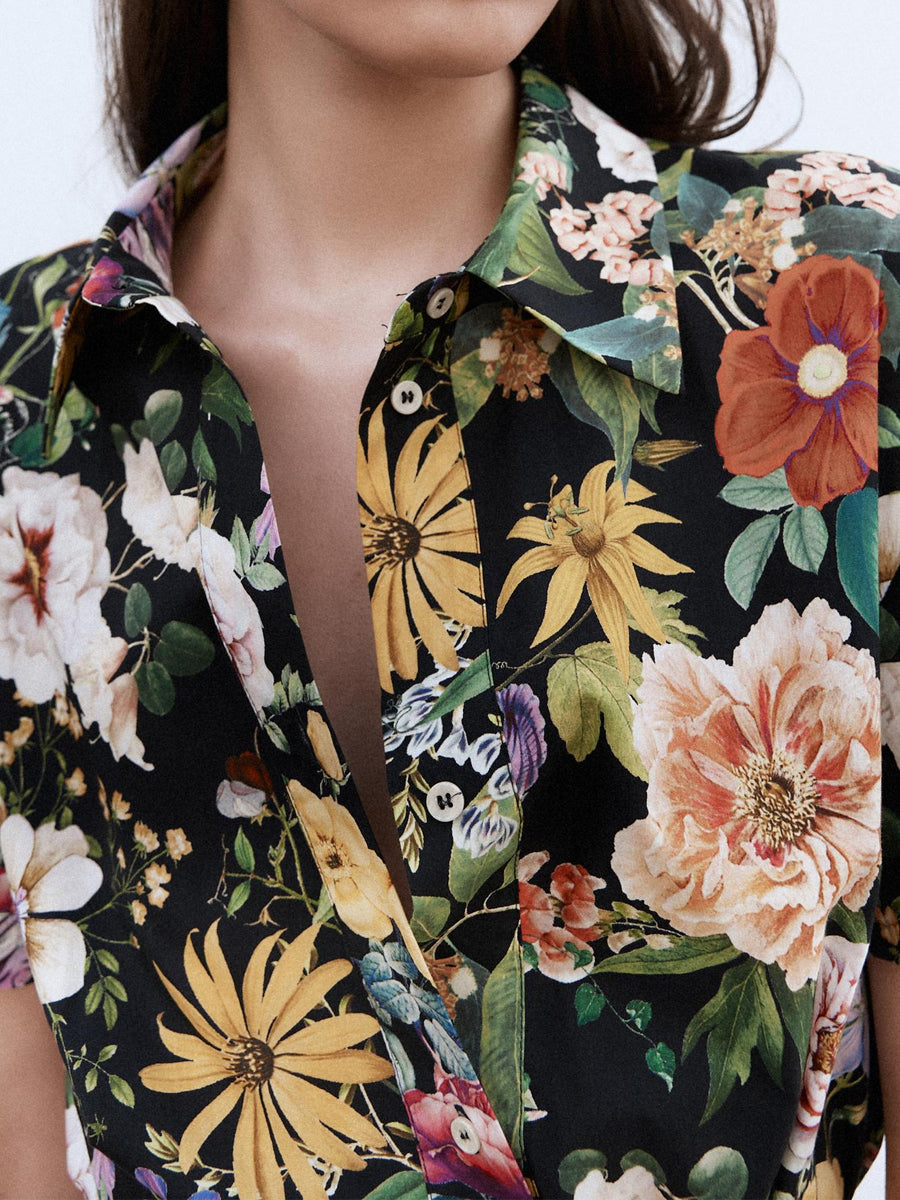 Elegant Floral Print Short Sleeve Dress