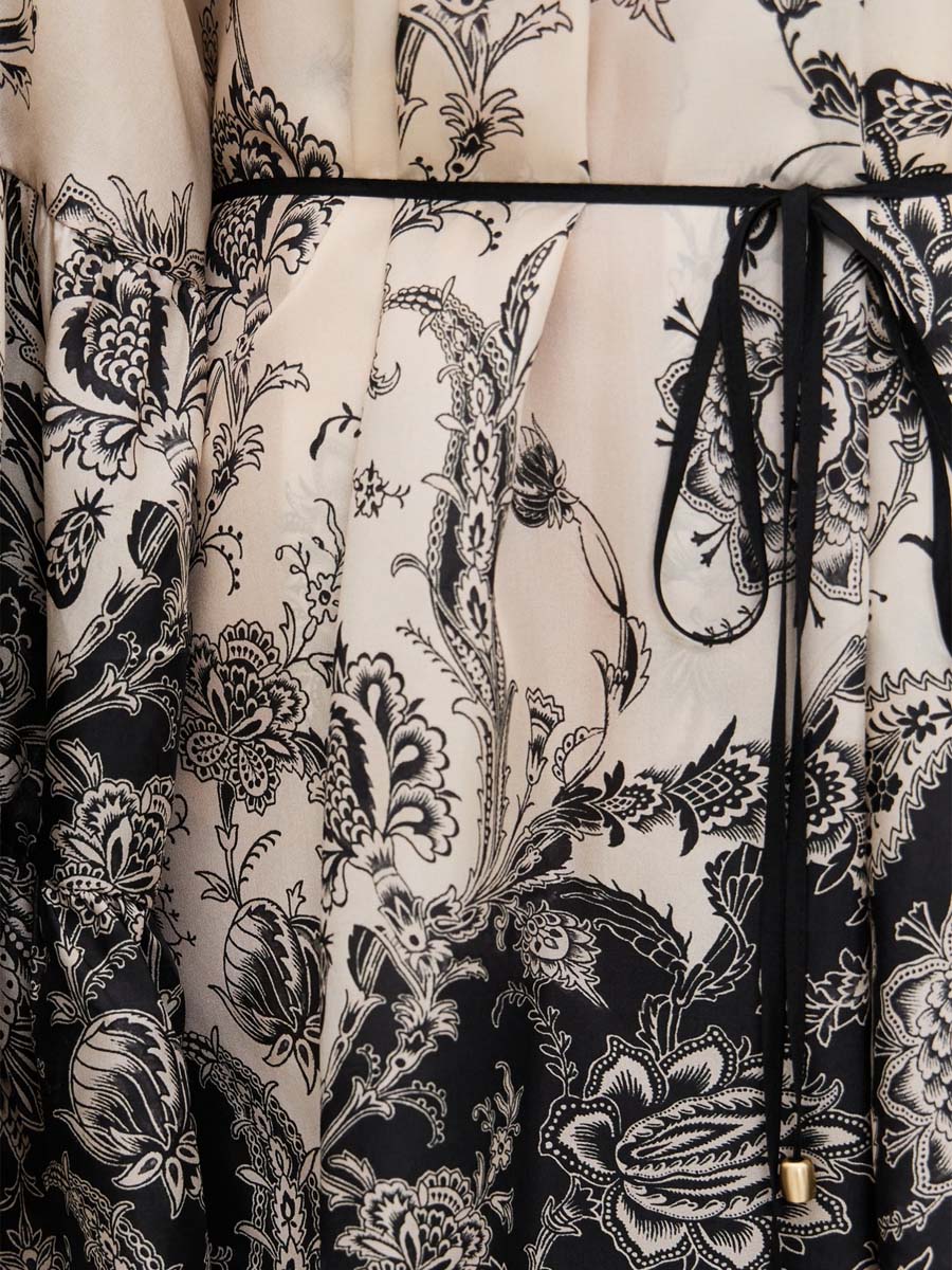 Floral Print Tie Waist Mini Dress