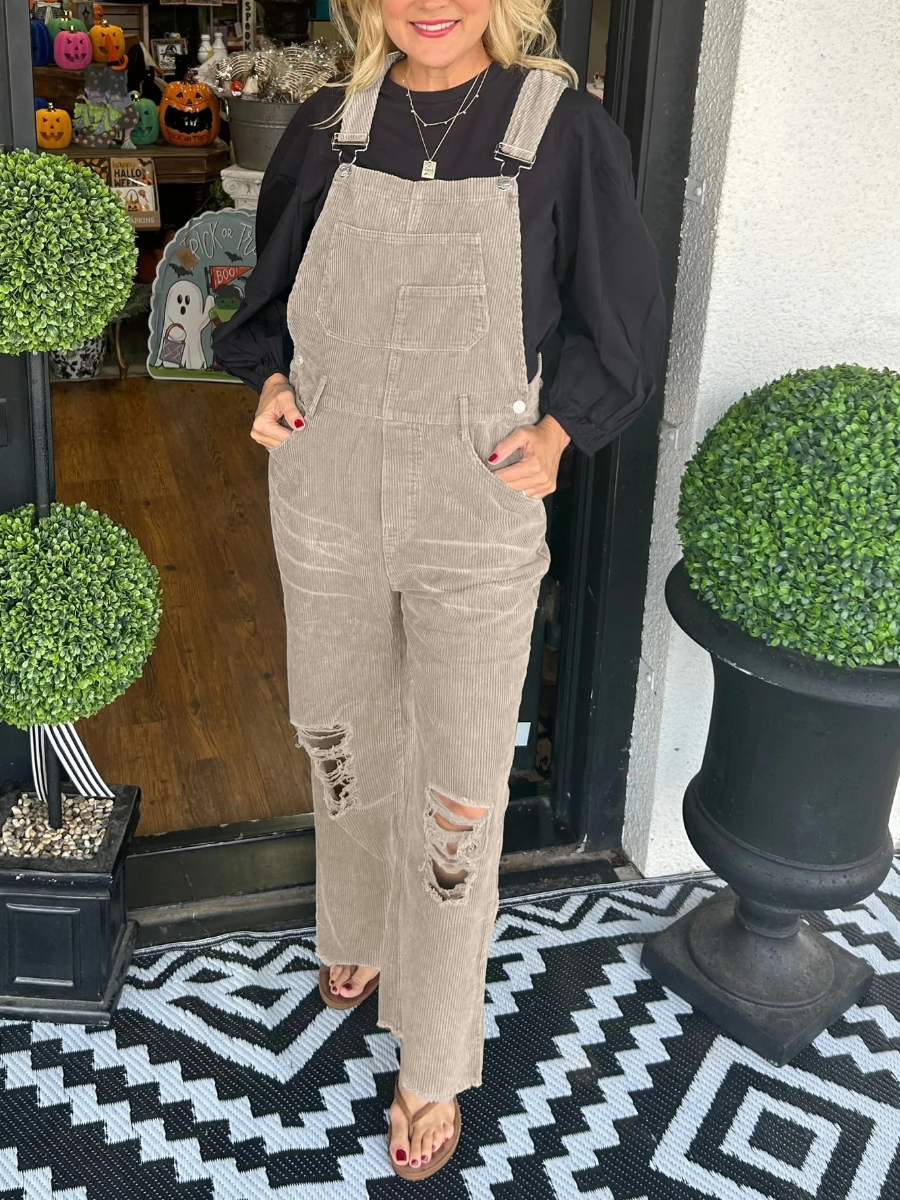 Corduroy Pocket Hole Jumpsuit