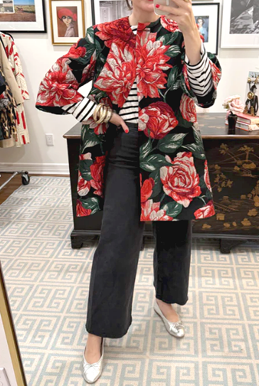 Jacquard Floral Holiday Coat