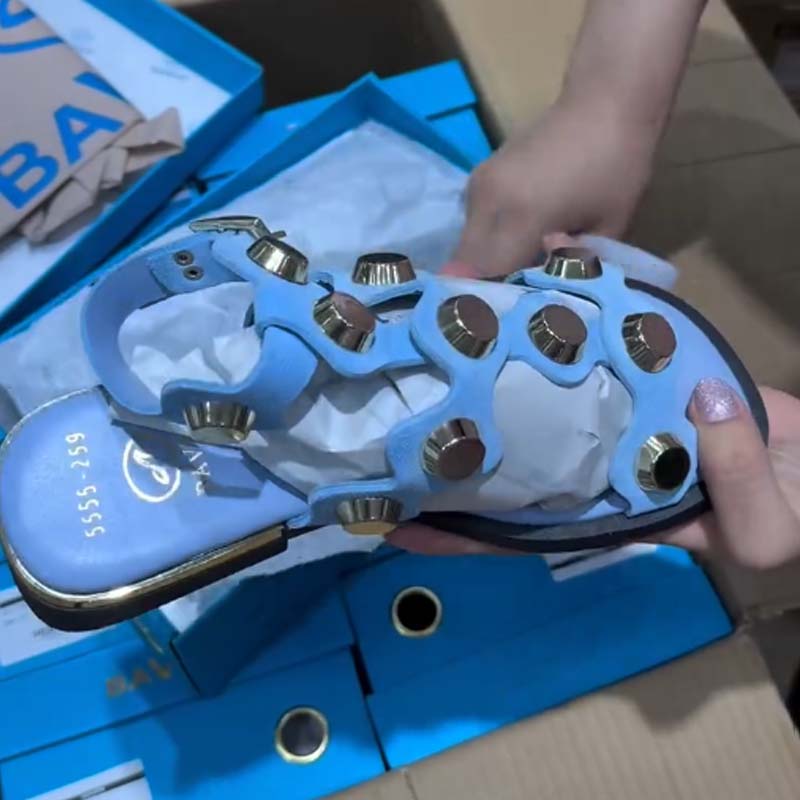 Metal Studded Flat Sandals