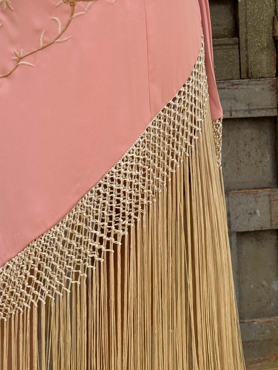 Embroidered Pleated Tassle Skirt