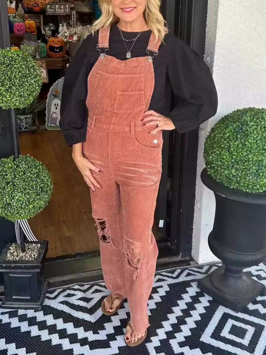 Corduroy Pocket Hole Jumpsuit