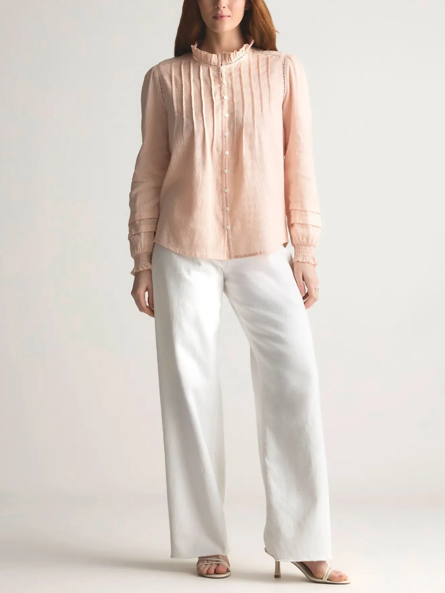 Organic Textured Cotton Peasant Blouse