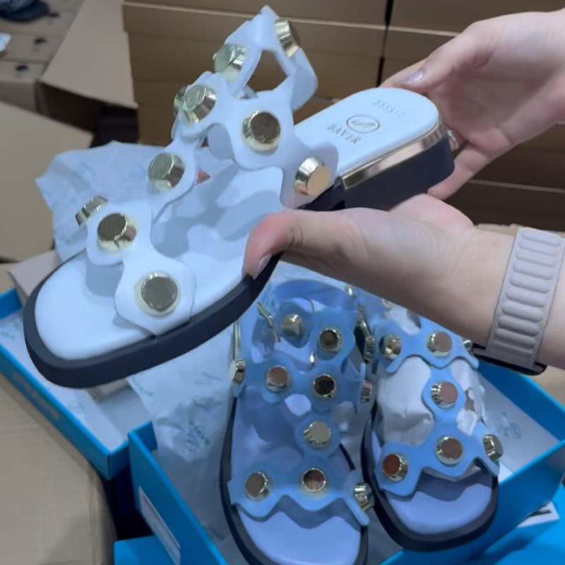 Metal Studded Flat Sandals