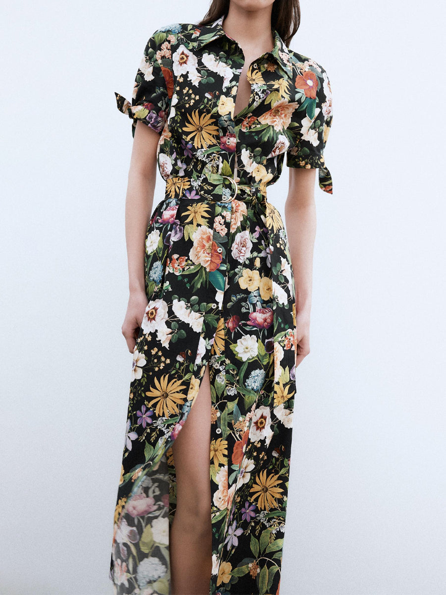 Elegant Floral Print Short Sleeve Dress