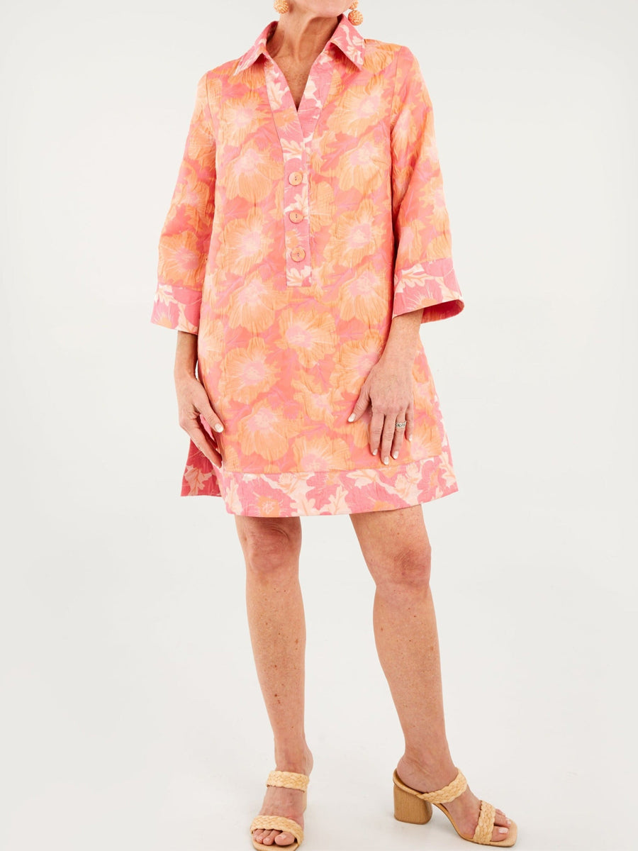 Printed Collared Neck Mini Dress