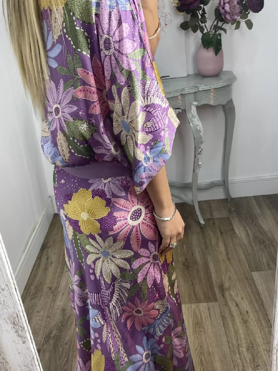 Chic Printed Silk Two-Piece Dress