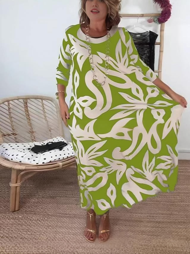 Elegant Printed Elastic Midi Dress