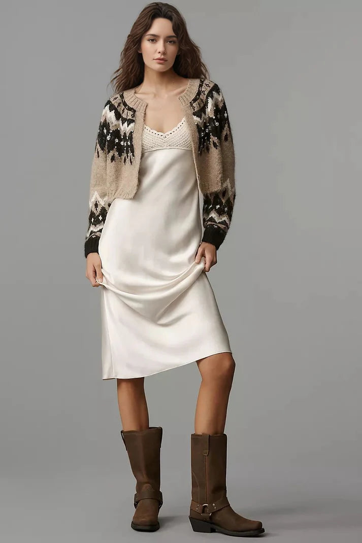 Embellished Fair Isle Cropped Cardigan