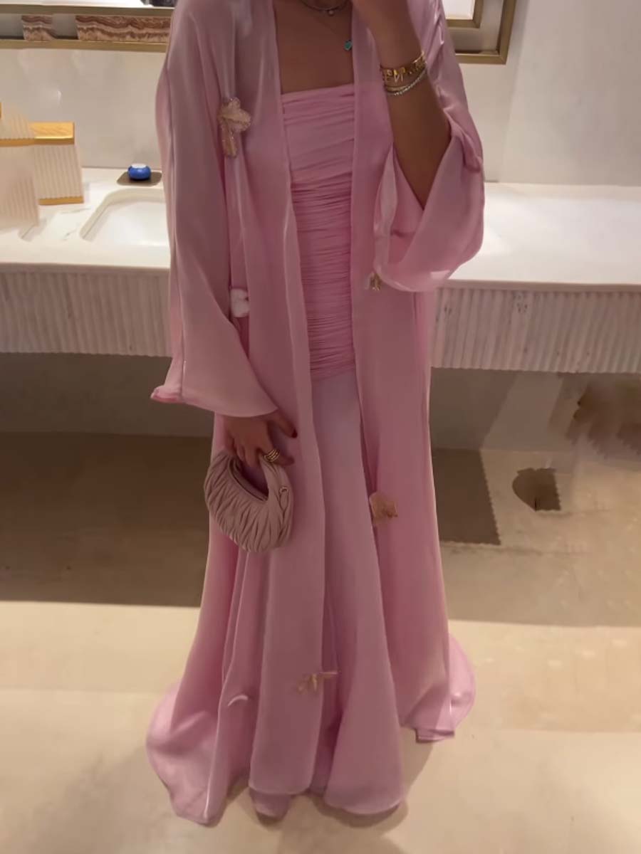 Elegant Butterfly Decorated Cardigan & Dress