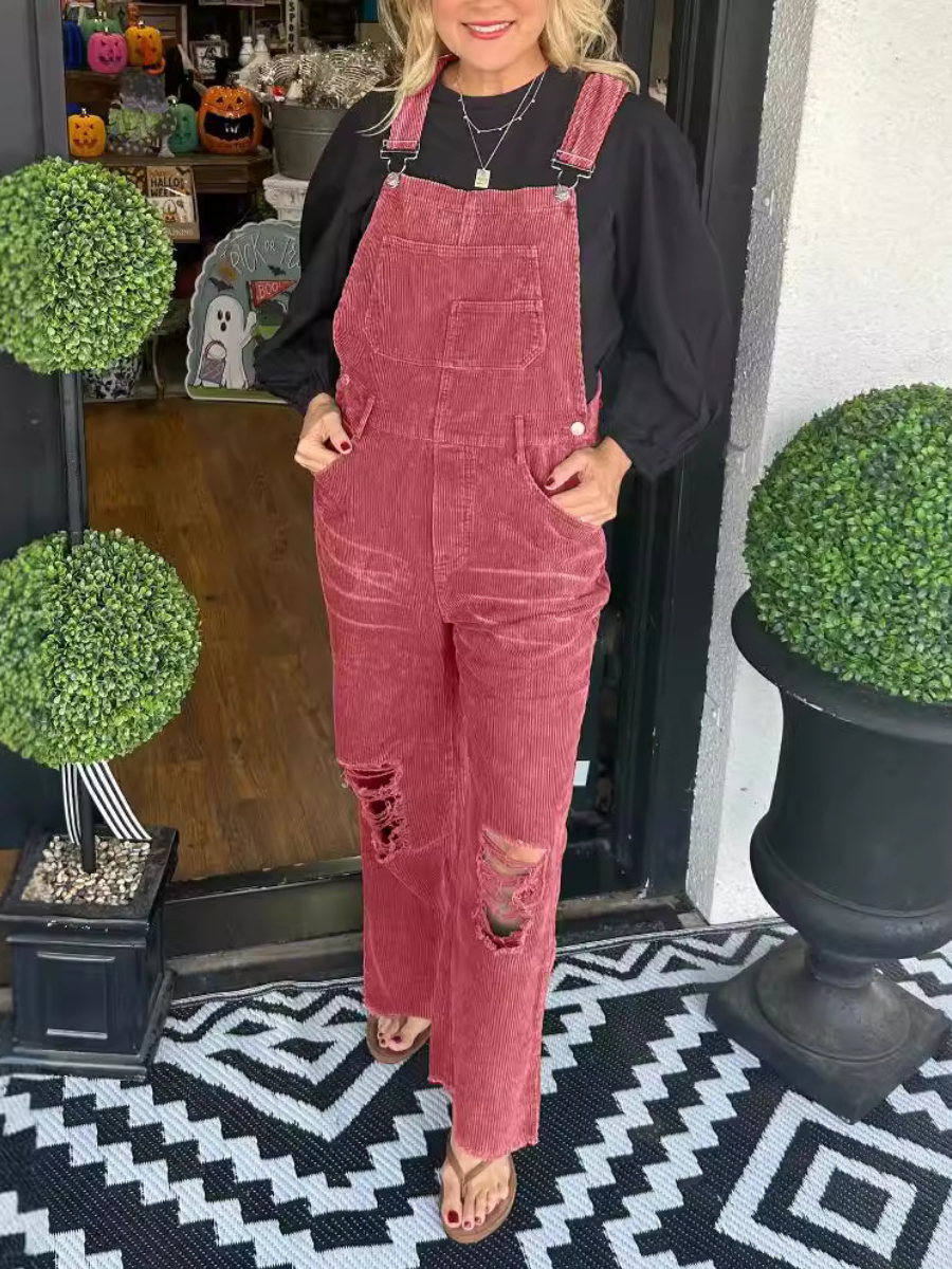 Corduroy Pocket Hole Jumpsuit