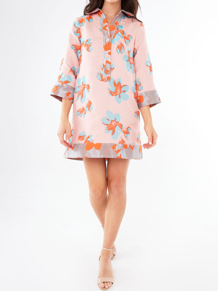 Printed Collared Neck Mini Dress