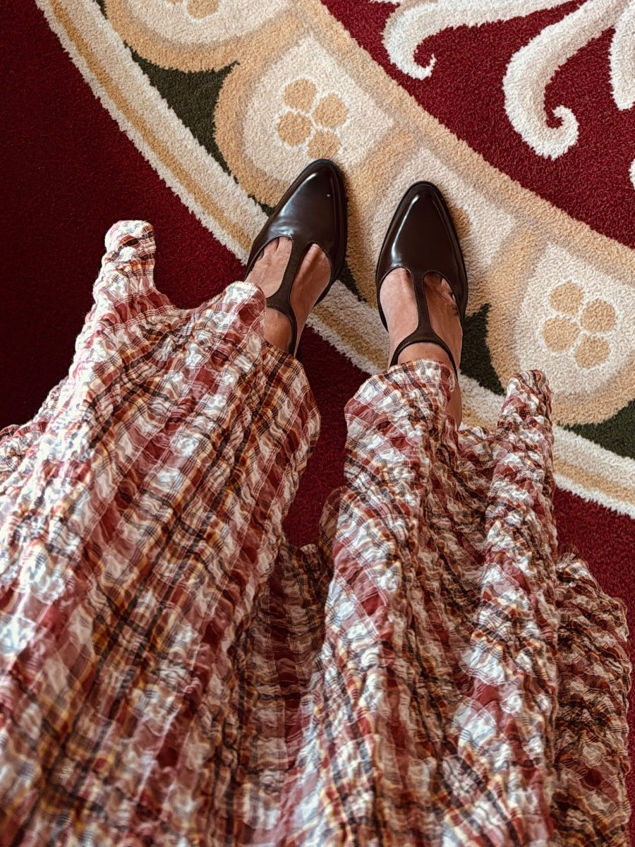 Plaid Print Irregular Hem Maxi Dress