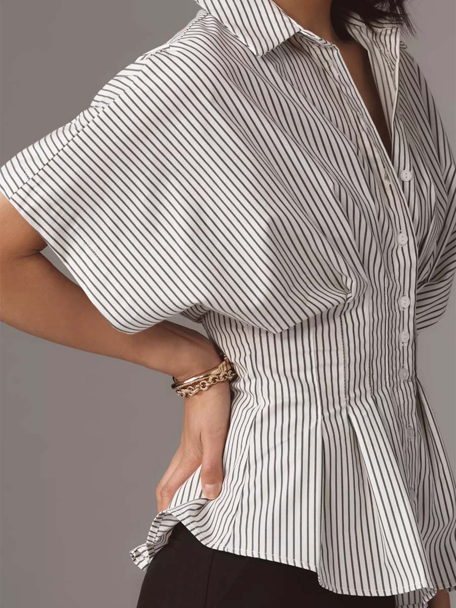 Exaggerated Sleeve Pleated Blouse