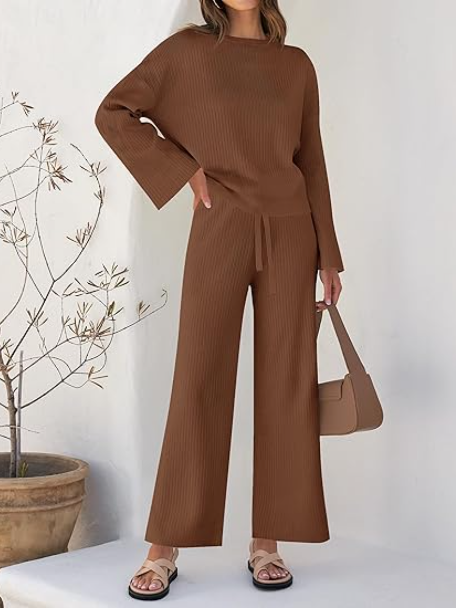 Casual Long Sleeve Knit Set