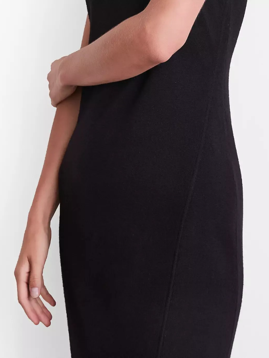 Sleeveless Mock Neck Midi Sweater Dress