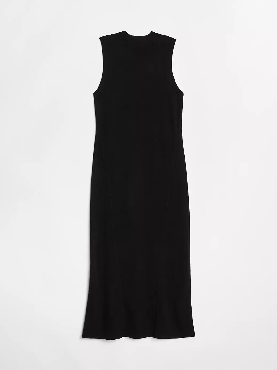 Sleeveless Mock Neck Midi Sweater Dress