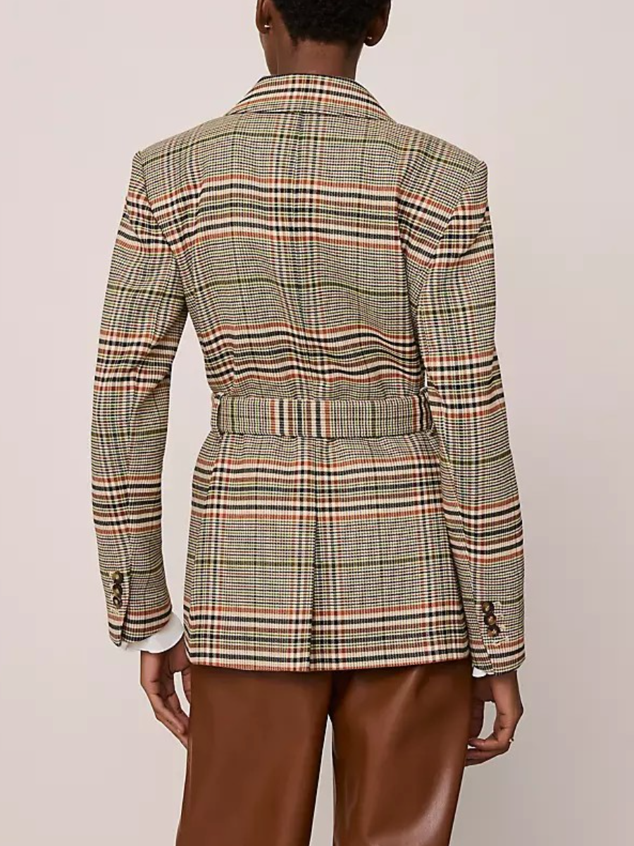 The Fitted Belted Blazer In Plaid