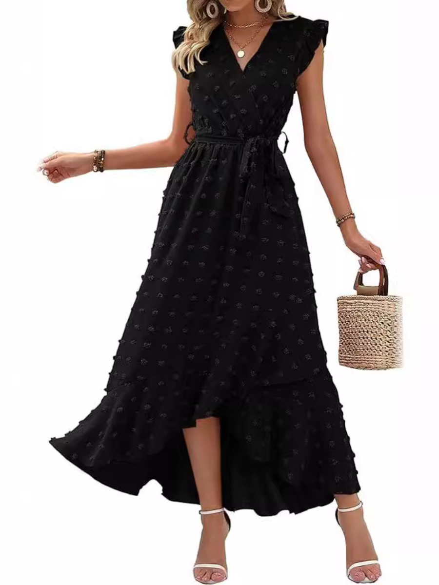 Swiss Dot Boho Flowy Ruffle Dress