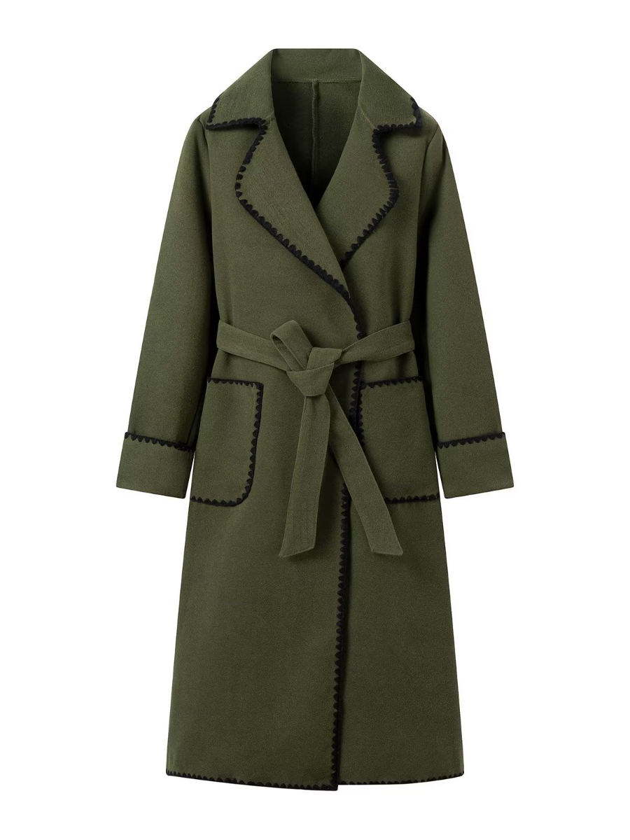 Chic Embroidered Colorblock Coat