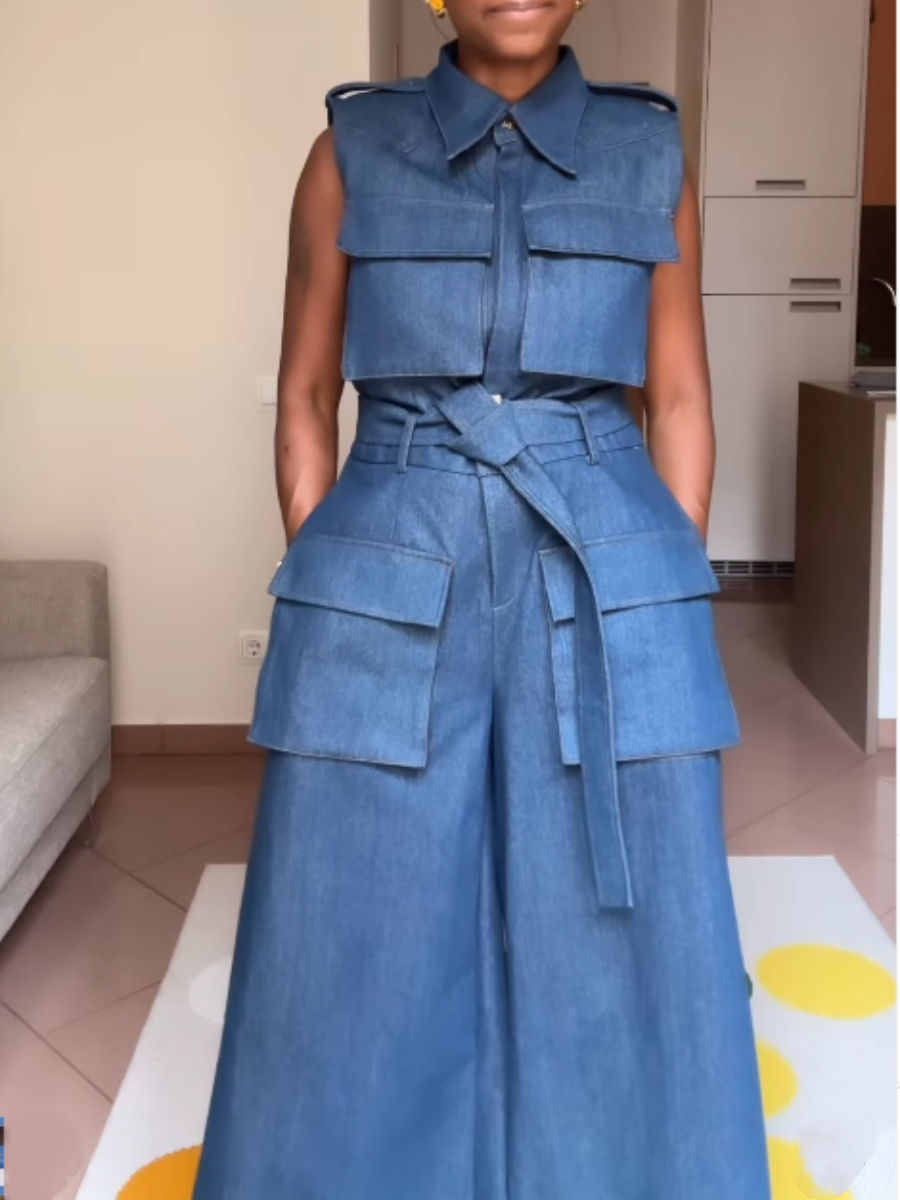 Sleeveless Denim Jumpsuit