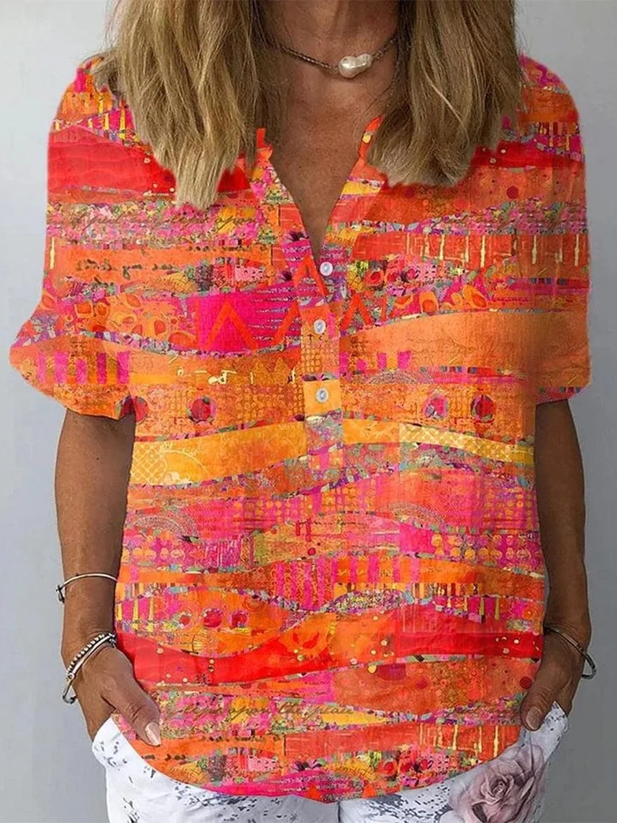 Showy Orange Short Sleeve Top